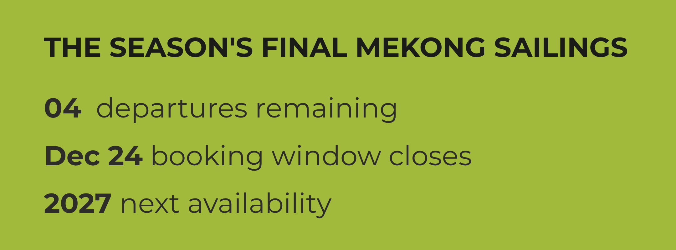 The season's final Mekong sailings